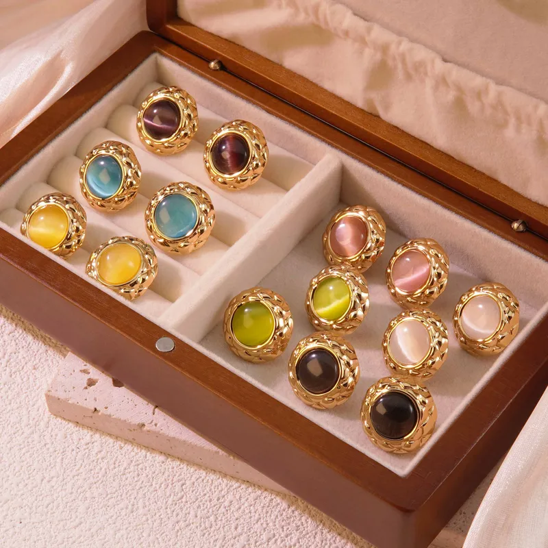 Wholesale 304 Stainless Steel Plastic Geometric Electroplating Imitation Gold Elegant Glam Classic Style Ear Studs