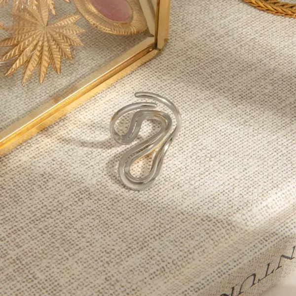 PVD Coated Real Gold Plated Color Block 304 Stainless Steel Casual Vacation Classic Style Waterproof Non Tarnish Open Rings