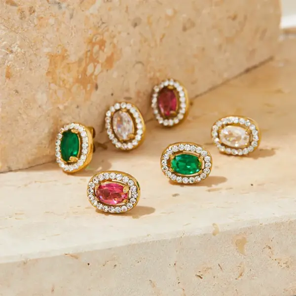 Wholesale PVD Coated Real Gold Plated 16K Gold White Gold Plated Gold Plating Round 304 Stainless Steel Elegant Waterproof Non Tarnish Bracelets Earrings Necklace