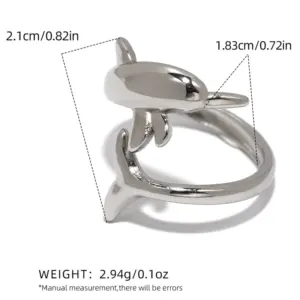 Silver / One Size / 1 Piece Dolphin Ring