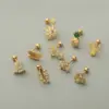 Wholesale Fashion Cactus Pineapple Copper Ear Studs Inlay Zircon Copper Earrings 1 Piece