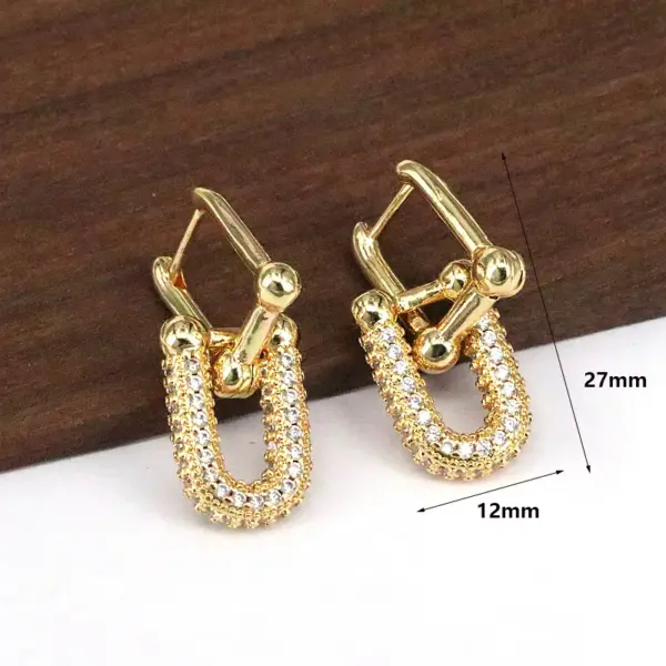 Wholesale 1 Pair Retro Luxurious Simple Style Double Ring Plating Inlay Copper Zircon 18k Gold Plated Drop Earrings