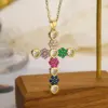 Wholesale Hip-hop Cross Copper 18k Gold Plated Zircon Pendant Necklace In Bulk