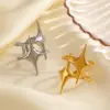 Wholesale Ion Plating (IP) 18K Gold Plated Star 304 Stainless Steel Exaggerated Waterproof Non Tarnish Open Rings