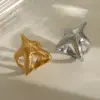 Wholesale Jewelry Marine Style Beach Commute Starfish Solid Color 304 Stainless Steel 18K Gold Plated Rings