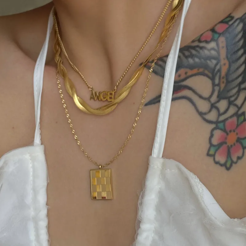 Wholesale Jewelry IG Style Simple Style Solid Color 304 Stainless Steel 18K Gold Plated Plating Stainless Steel Necklaces
