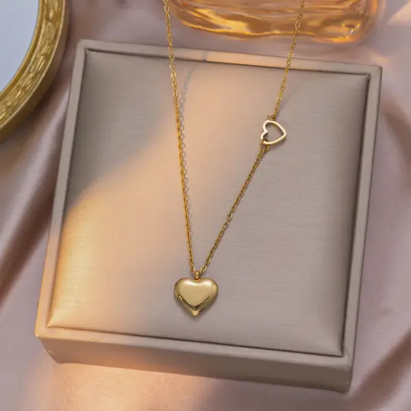 oly-57ef1e0456ad87c0d0e549c6065365ce Wholesale Jewelry Lady Heart Shape 304 Stainless Steel Plating Pendant Necklace Cable Chain