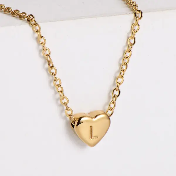 Wholesale PVD Coated 18K Gold Plated Heart 304 Stainless Steel Simple Style Waterproof Non Tarnish 304 Stainless Steel Pendant Necklace