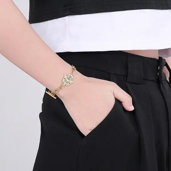 Wholesale PVD Coated 18K Gold Plated Geometric Titanium Steel Fashion Waterproof Non Tarnish Bracelets