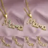 304 Stainless Steel Copper MAMA Simple Style Plating Inlay Letter Zircon Pendant Necklace