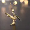 Wholesale Simple Style Bird Copper Inlay Zircon Pendant Necklace