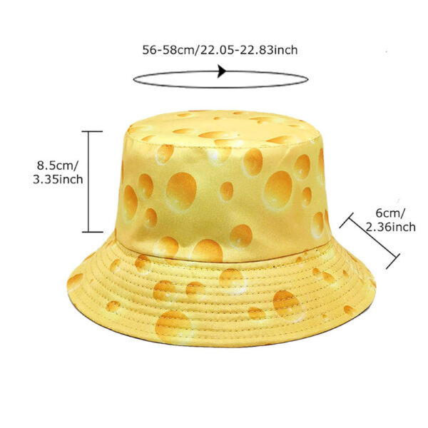 Wholesale Creative Spring New Cheese Pattern Double-sided Hat Sun Hat Sunscreen Sunshade Fisherman Hat Outdoor Fashion Basin Hat