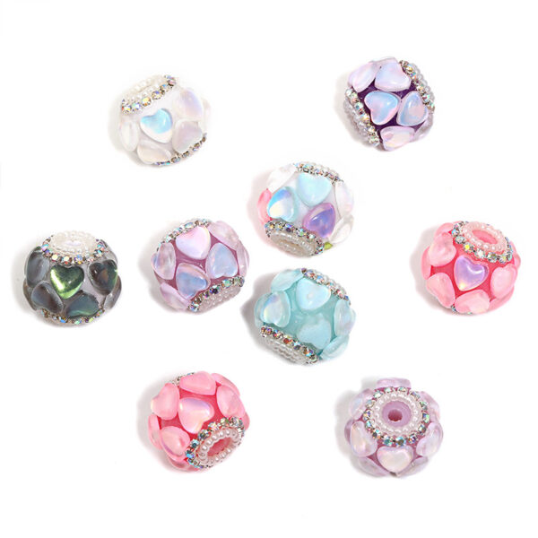 Wholesale Diamond studded heart-shaped bead