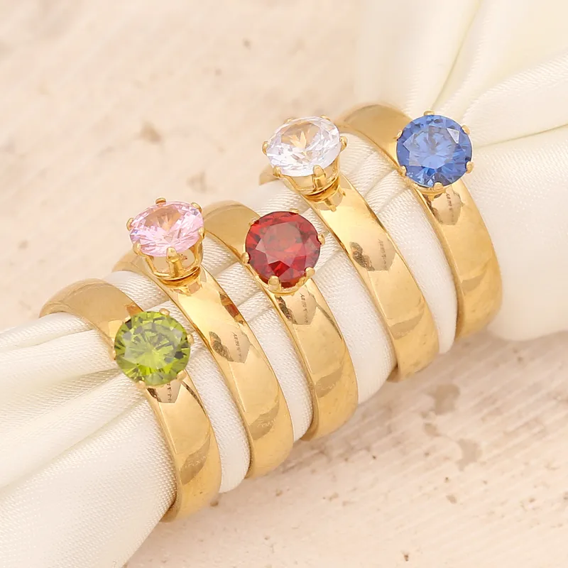 Wholesale Fashion Geometric Stainless Steel Imitation Diamond Plating Rings 1 Piece