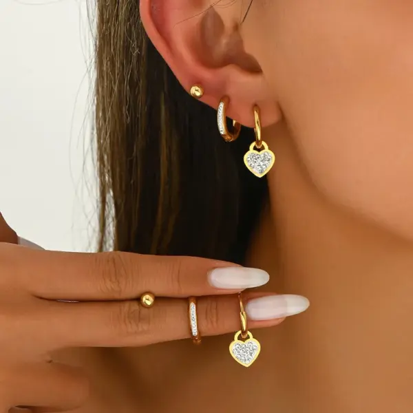 316 Stainless Steel Star Heart Shape PVD Coated Stone-Free 18K Real Gold Plated Elegant Simple Style Drop Earrings Ear Studs