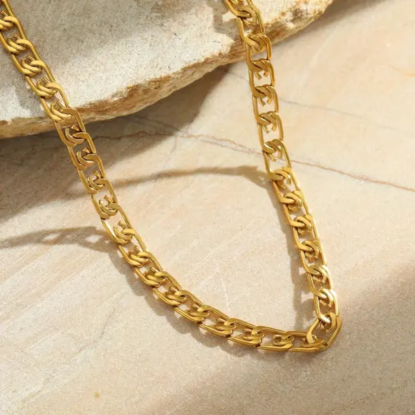 Wholesale Jewelry Casual Simple Style Solid Color 202 Stainless Steel PVD Coated Plating Cable Chain Figaro Chain Necklace