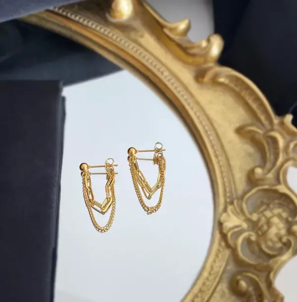 PVD Coated Real Gold Plated 18K Gold Rose Gold Plated Heart 304 Stainless Steel Titanium Steel Fashion Waterproof Non Tarnish Earrings