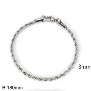 Steel Color (Width 3mm) / Bracelet 7 Inches (Length 18cm)