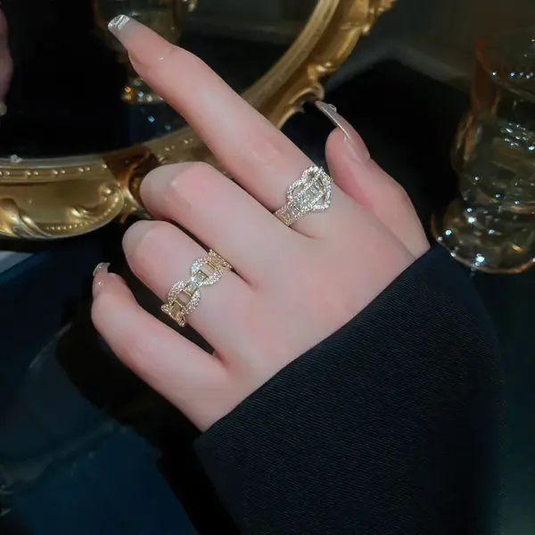 Wholesale Geometric Copper Sweet Shiny Open Ring Rings