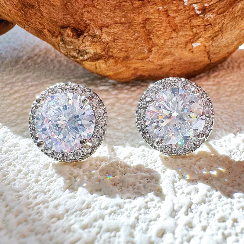 Wholesale 1 Pair Modern Style Geometric Titanium Steel Zircon Ear Studs