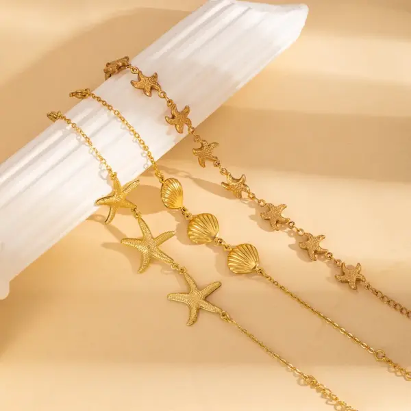 Wholesale Seaside Light Luxury Vacation Style Bracelet Stainless Steel High-Grade Shell Starfish Bracelet Adjustable Temperament Bracelet