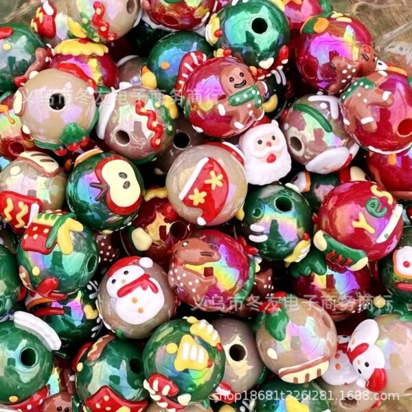 Wholesale Painted Acrylic Christmas Hand-painted Beads