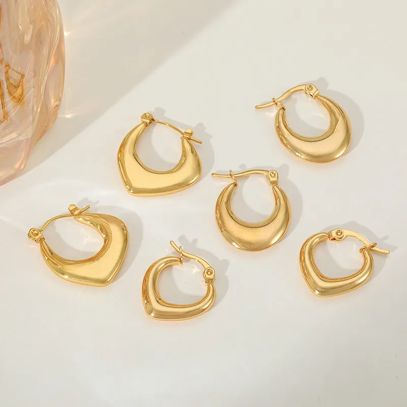 Wholesale 1 Pair Simple Style Irregular Geometric 304 Stainless Steel 18K Gold Plated Hoop Earrings