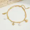 Wholesale Jewelry Casual Cute Beach Shell Fish 304 Stainless Steel Acrylic Imitation Pearl Zircon 18K Gold Plated Plating Inlay Anklet