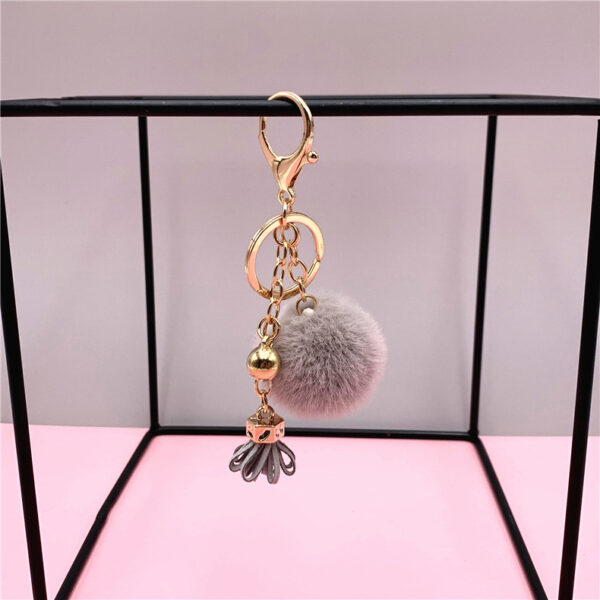 Wholesale Creative Keychain Cute Tassel Fruit Color Fur Ball Car Key Chain Bag Pendant Plush Small Gift Accessories