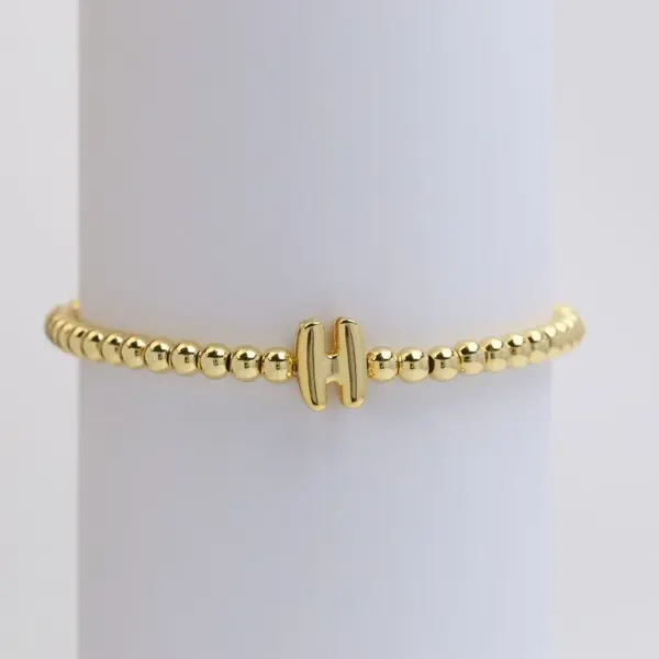 Wholesale Copper Beaded Plating Letter Bracelets