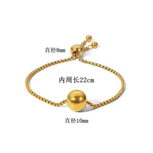 【XKB0043】Round Pearl Bead Chain Bracelet / Gold
