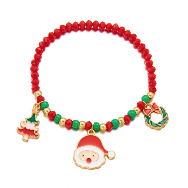Wholesale Christmas Santa Claus Christmas Tree Cane Pendant Rice Bead Bracelet