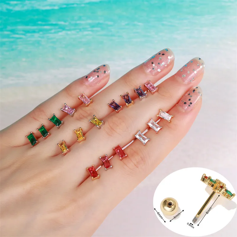 Wholesale Ear Cartilage Rings & Studs Simple Style Geometric Brass Gem