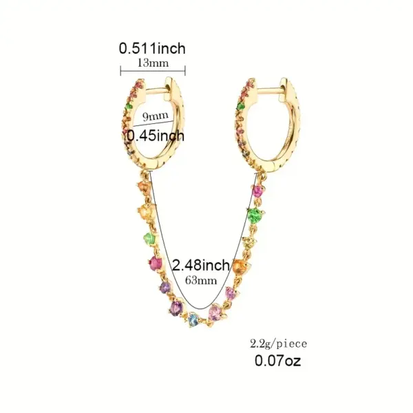 1 Pair Ig Style Shiny Round Rectangle Plating Chain Inlay Copper Zircon White Gold Plated Gold Plated Earrings