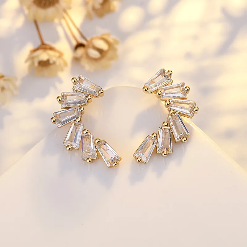 Wholesale 1 Pair Simple Style Square Plating Inlay Copper Zircon 14k Gold Plated Ear Studs