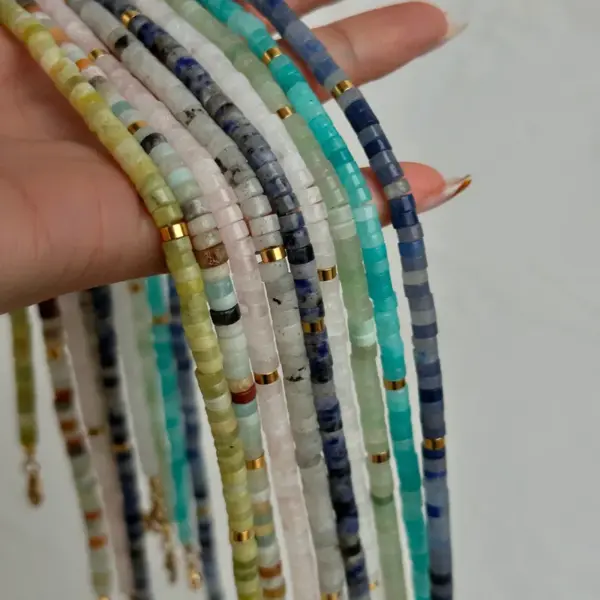 Wholesale PVD Coated 18K Gold Plated Natural Stone IG Style Waterproof Non Tarnish Necklace
