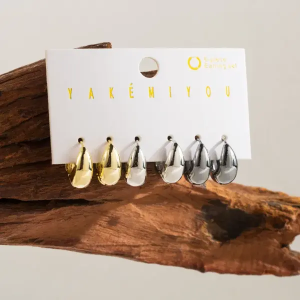 1 Set Yakemiyou Vintage Style U Shape Geometric Plating Inlay Copper Zircon Drop Earrings