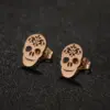 PVD Coated Real Gold Plated Skull Stainless Steel Hip-Hop Cool Style Waterproof Non Tarnish Ear Studs