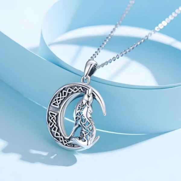 oly-586371e87cc2577997e894529c1d79aa Wholesale Retro Viking Celtic Knot Moon Wolf Necklace Pendant Handmade Light Luxury Nordic Style Light Luxury Style