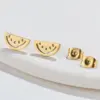 Wholesale PVD Coated 18K Gold Real Gold Plated Watermelon 304 Stainless Steel Simple Style Waterproof Non Tarnish Ear Studs