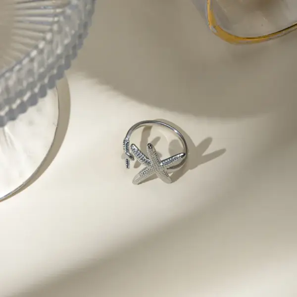 Wholesale Jewelry IG Style Modern Style Classic Style Starfish 304 Stainless Steel PVD Coated Plating Open Rings