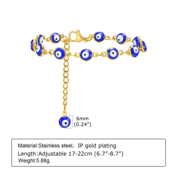PVD Coated Real Gold Plated Devil'S Eye 201 Stainless Steel Arylic Simple Style Waterproof Non Tarnish 201 Stainless Steel Bracelets