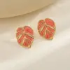 Wholesale Stainless Steel 18K Gold Plated Irregular Leaf Oil Drop Earrings Fashionable Casual Elegant Cute Novelty Design For All Seasons