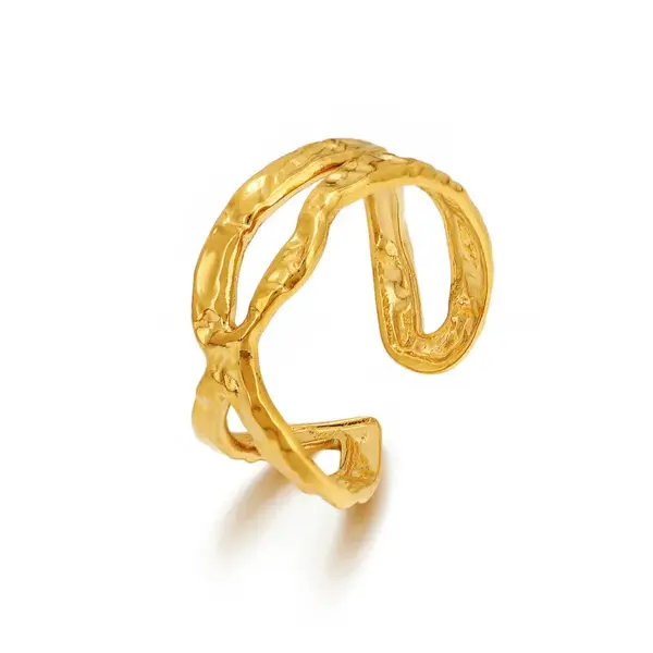 Wholesale PVD Coated Geometric 304 Stainless Steel Simple Style Waterproof Non Tarnish Open Ring
