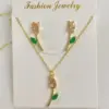 oly-586e55cf13e615ef0ba111f4f9cc89c6 Wholesale Jewelry Casual Modern Style Sweet Tulips Copper Zircon 18K Gold Plated lishing Inlay Jewelry Set Cable Chain