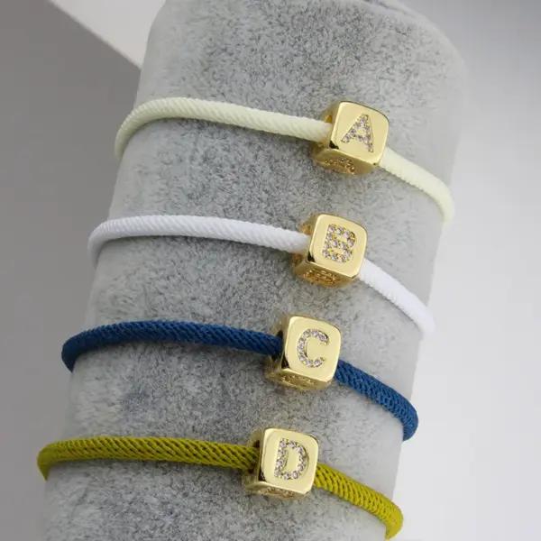 Copper Gold Plated Simple Style Plating Letter Zircon Bracelets