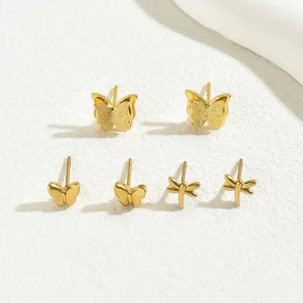 1 Set Simple Style Commute Butterfly 201 Stainless Steel 18K Gold Plated Ear Studs