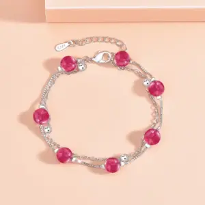 Strawberry Quartz Bracelet [White Gold Color]]
