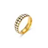 PVD Coated Real Gold Plated 18K Gold Geometric Plaid 304 Stainless Steel Waterproof Non Tarnish Rings