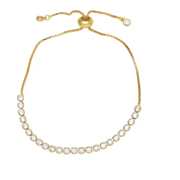 Wholesale Simple Style Round Copper 18k Gold Plated Zircon Bracelets In Bulk